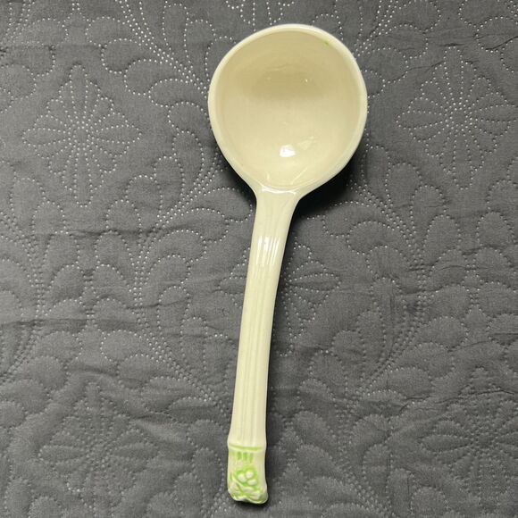 VTG Green Leaf Lattice Ceramic Soup Tureen Gravy Boat Platter Set w/Ladle Server - Picture 9 of 13